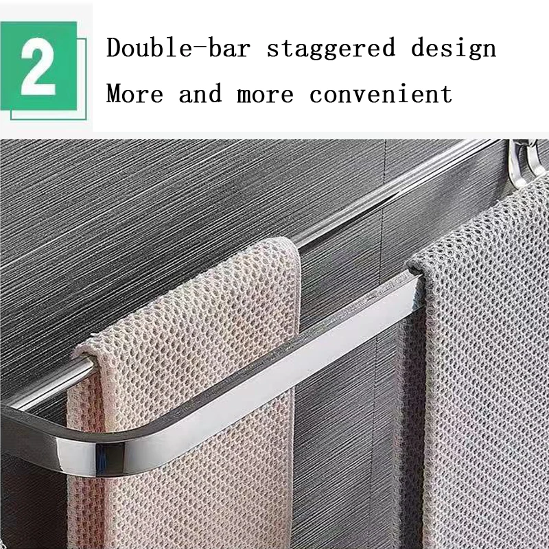 China Chaoan Manufacturers Foreign Trade Sales Stainless Steel Bright Square Tube Double Towel Bar