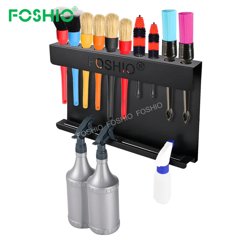 Foshio Car Detailing Brush Wrap Tool Holder Organizer Sprayer Bottle Hanging Storage Rack