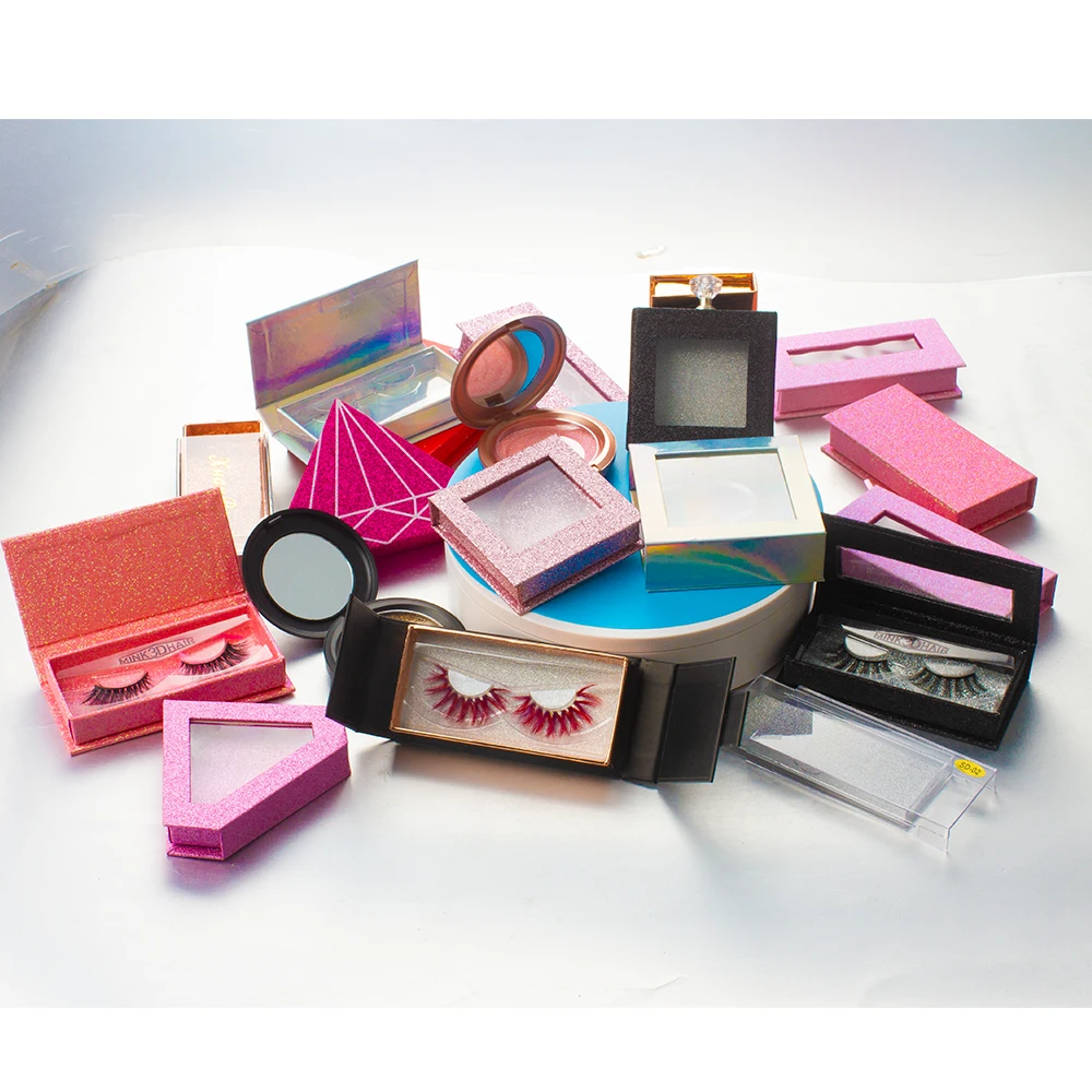 Light silver pink green purple heart shaped magnet fur eyelash box custom blister packaging 2019 private label box black