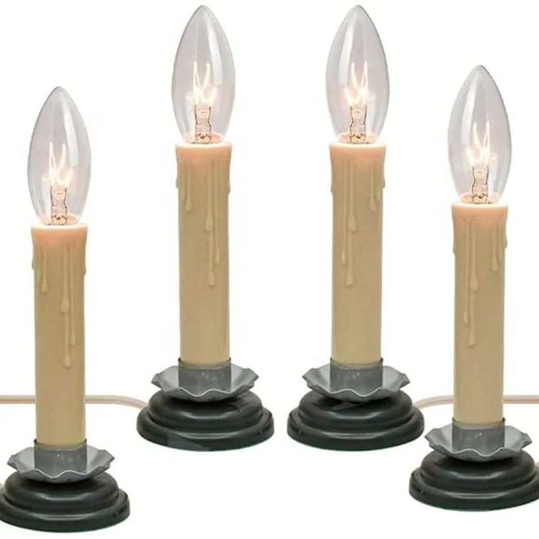 4Pack Electric Country Candlesticks with C26 Flameless Tree Candle Light