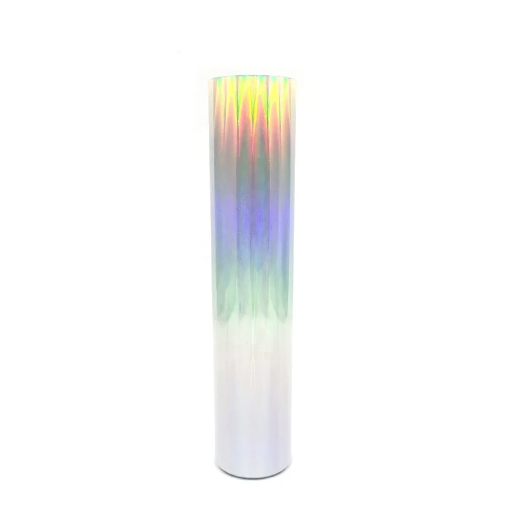 holographic rainbow hot foil stamp heat transfer transparent roll paper for plastic textile and leather