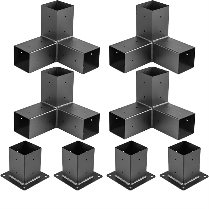 Pergola Brackets Woodworks Pergola Kit 3-Way Right Angle Corner Post Base Wood Beams Elevated Wood Stand Kit Pergola/Gazebo Kit