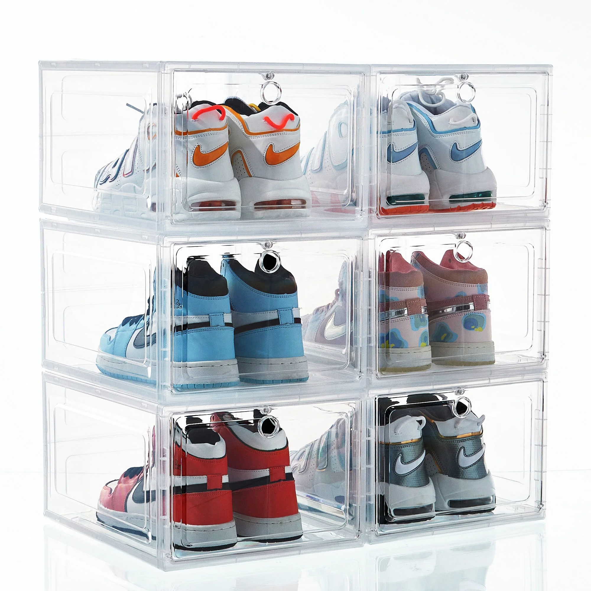 Wholesale Transparent Plastic Sneaker kraft shoe box light Magnet Suction Dust-proof