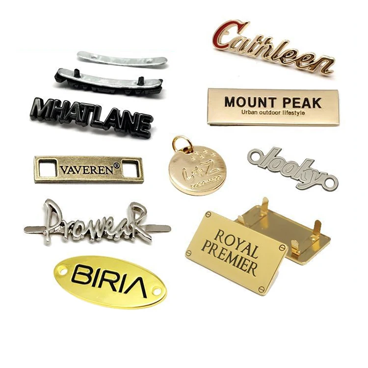 Wholesale custom design logo designers brand bag luggage travel accessories branded metal logo tags