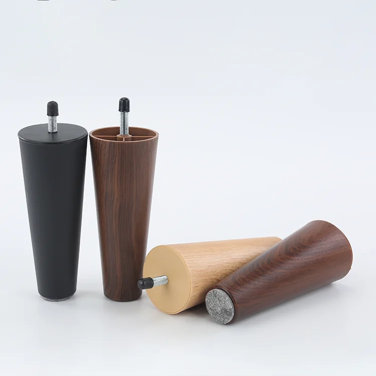 CE Test Passed factory price plastic 6 inch tapered wood grain ABS furniture legs