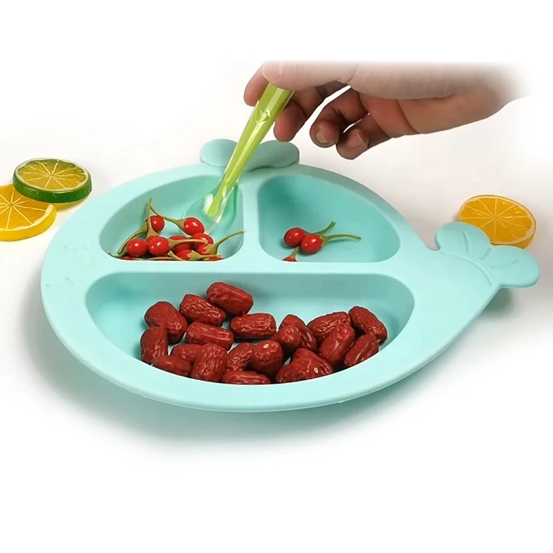 Wholesale Custom BPA Free Toddler Divided Food Dining Plate Suction Silicone Plate Baby Feeding