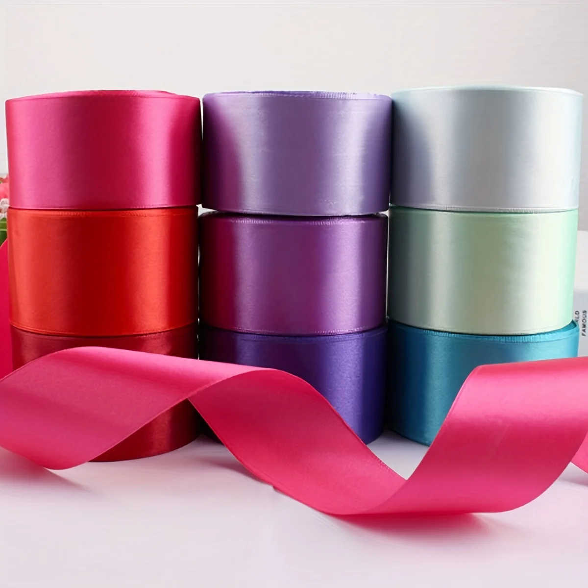 pink pleated packaging box with ribbon thermal transfer 2in satin ribbons silk bow decoration striped webbing ribbon