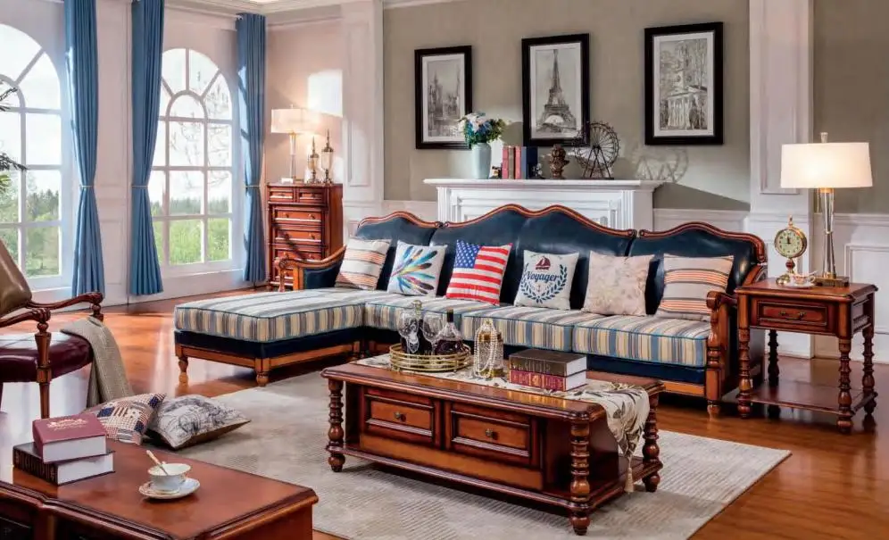 Factory Price Classic Style Solid Wood Living Room Chairs Living Room Cabinets Living Room Sofa Set GY23