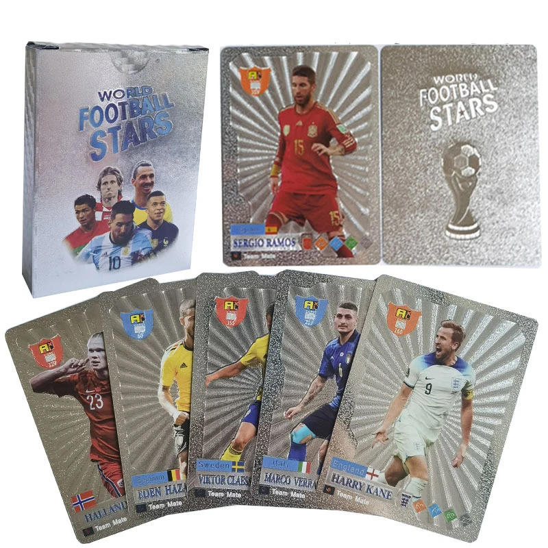 wholesale 55pcs football star Gold foil flash card Board game World Class collection