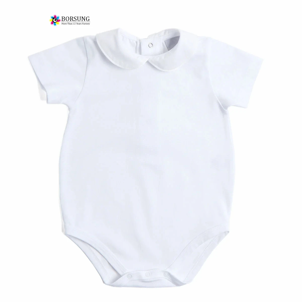 2022 New Arrival Baby Clothing Plain Boys Bodysuit White Peter Pan Collar Custom Logo Unisex Girls Bodysuit