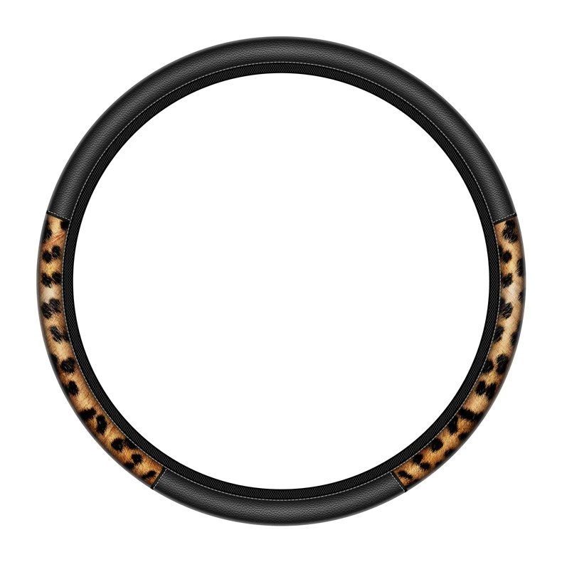 Car Accessories Full Set Seat Belt Shoulder Strap Car Seat Gap Filler Organizer Universal Leopard Steering Wheel Covers