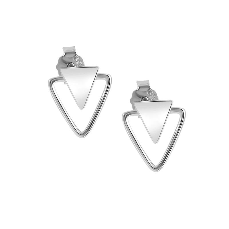 CANNER New Personalized Simple Triangle Stud Earrings S925 Sterling Silver Women Earrings Jewelry