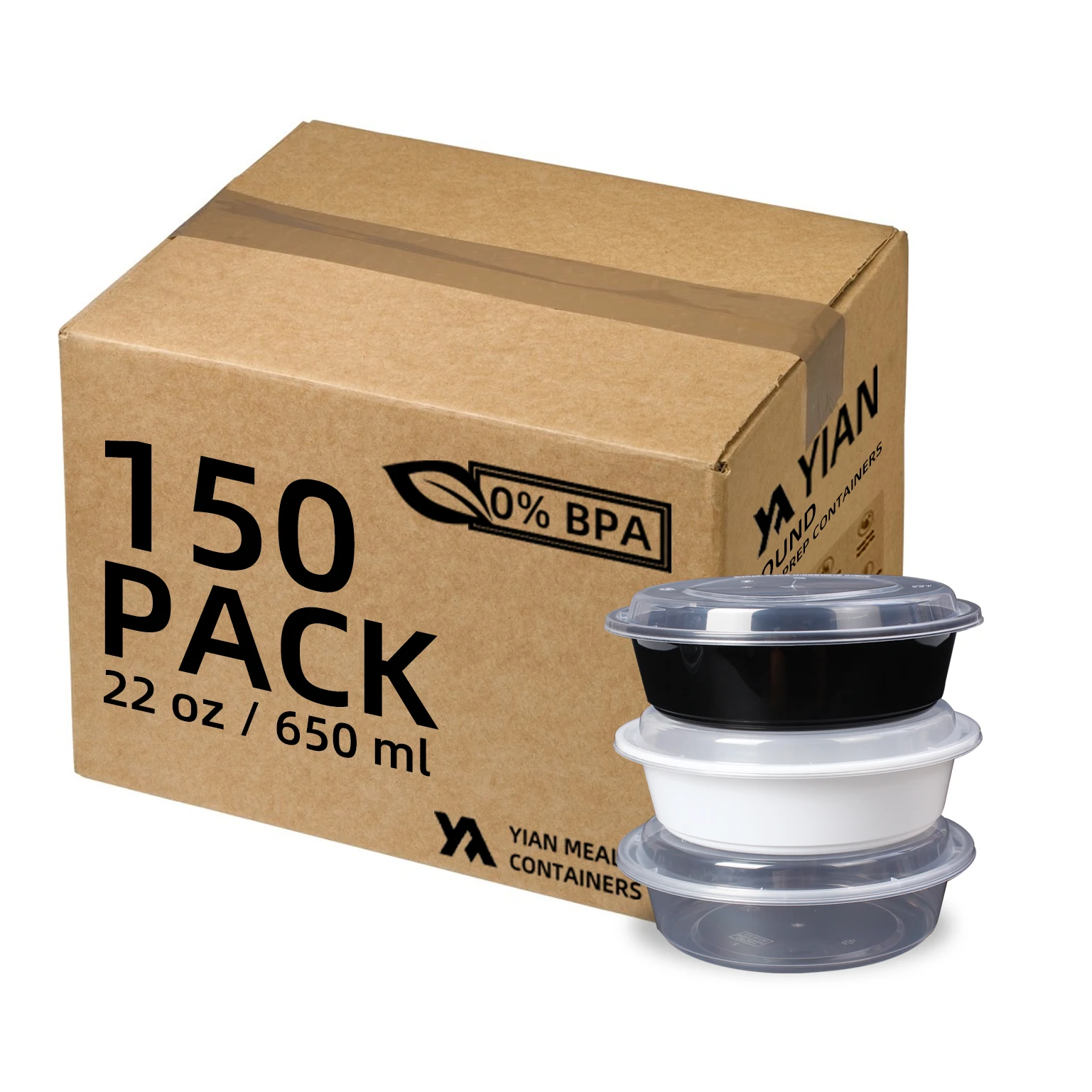 22oz/650ml Round Black/clear/white PP Microwave Disposable Takeaway Plastic Food Containers