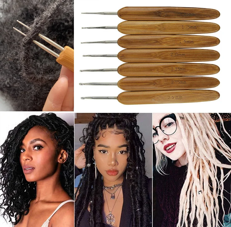 Cheaper factory OEM ODM 1-3 Hooks Style Dreadlocks Needle Natural Bamboo Crochet Needles Hair Weaving Tool for Braid