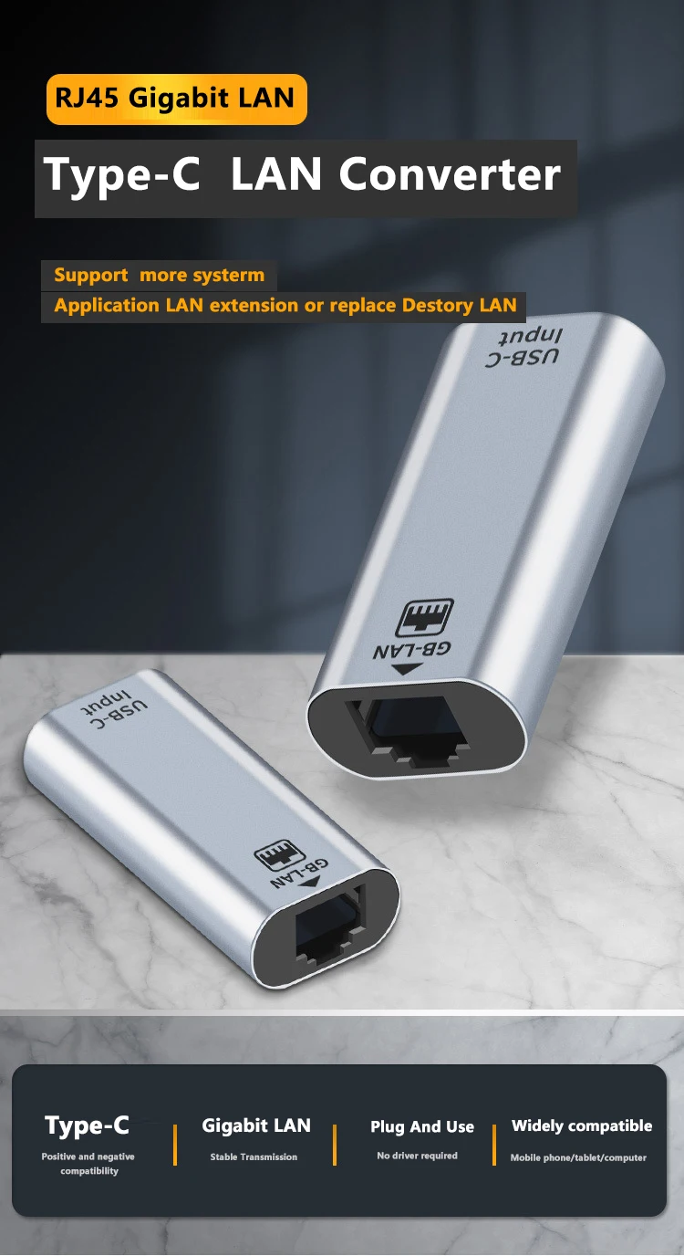 Адаптер USB type-c «Мама»-«Lan»