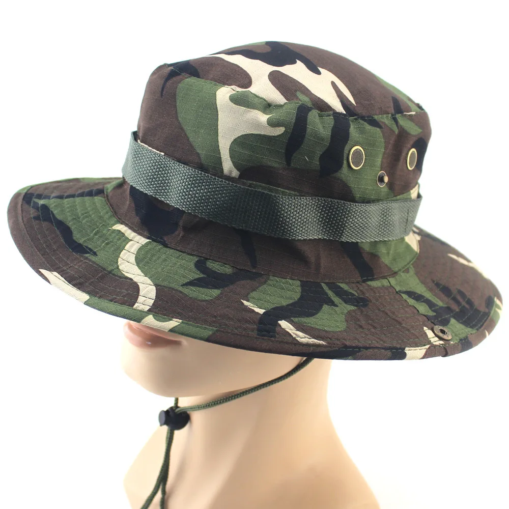 Men Women Outdoor Gardening Fishing Hiking Boonie Light String Fisherman Sun Hat UV Protection Safari Camping Bucket Hats
