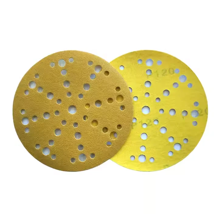 Hook And Loop Yellow Orbital Wood Abrasive Sanding Discs
