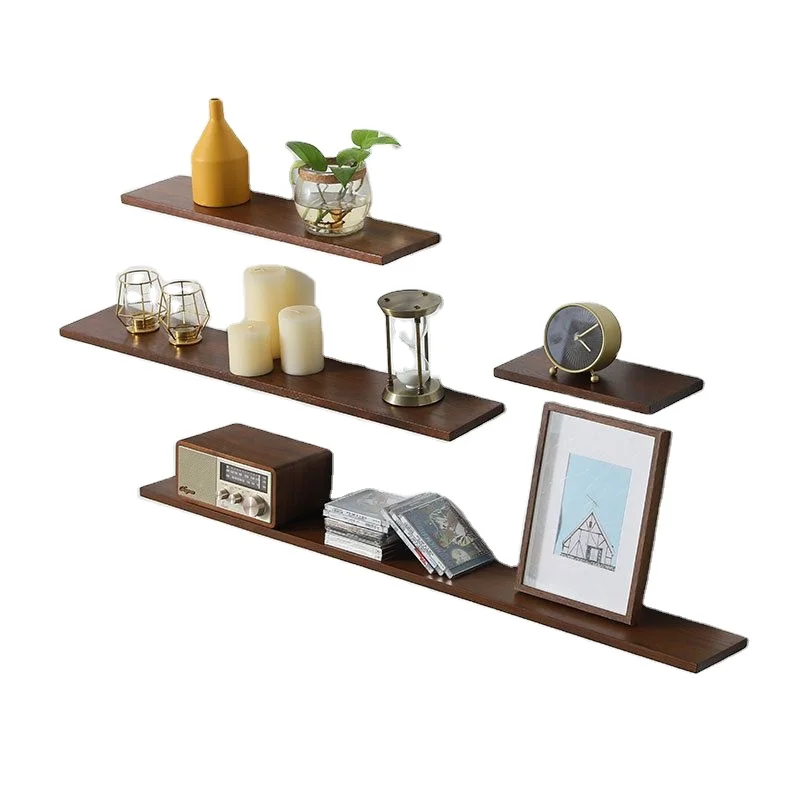 Home Decor Natural Solid Wood Floating Wall Decor Storage Shelf