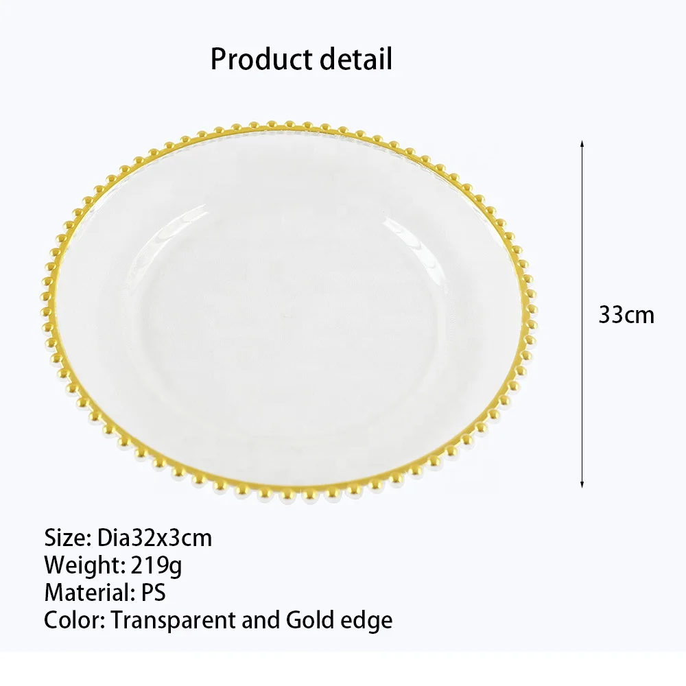 Best Seller Luxury Plastic Wedding Disposable Party Dinnerware Charger Plate