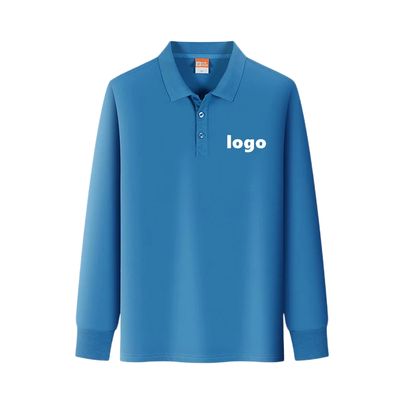 220gsm 35% cotton 65% polyester long sleeve unisex polo shirt plain black long sleeve polo shirt