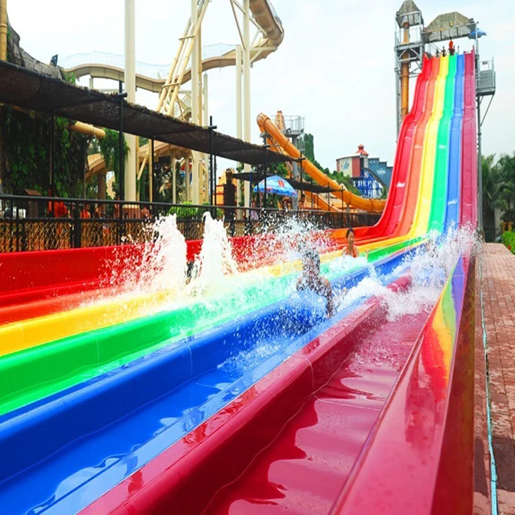 factory price supply Side-by-side Fiberglass rainbow water Slide Racing Waterslide Custom Water Slides