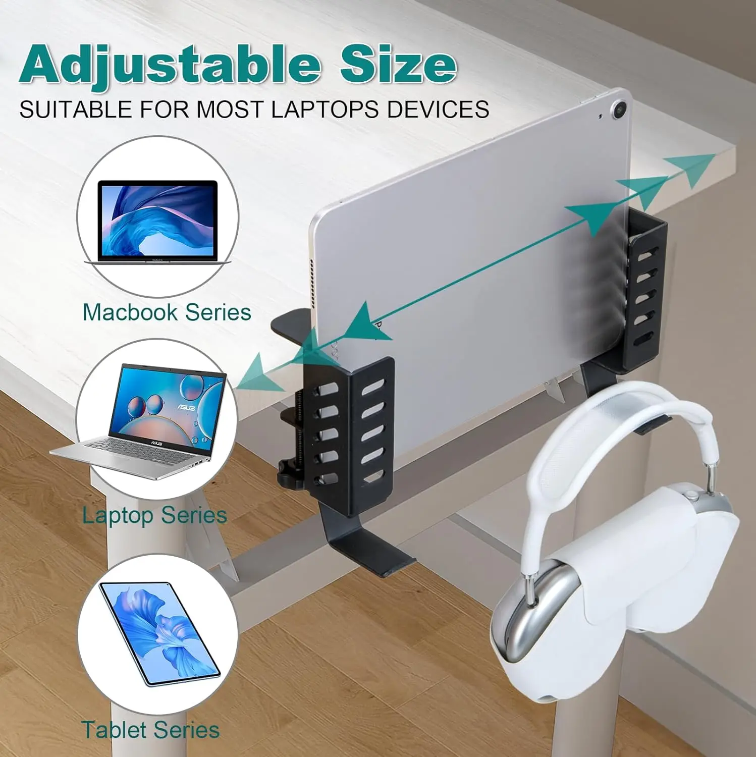 office Desk Side Hanging Laptop Organizer steel space saving Accessory Multifunction Keyboard Holder