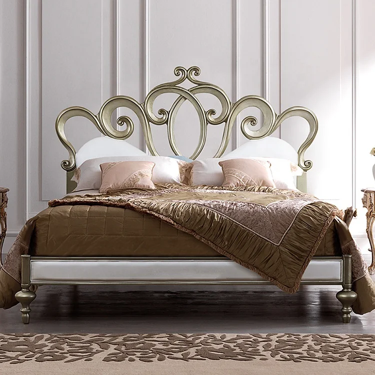 French Palace Simple Carved Solid Wood Romantic Princess Bed King Bed