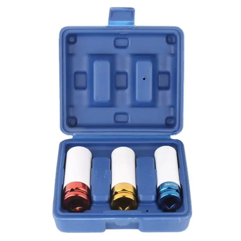 High Quality Impact Socket Set 1/2 Inch With Deep Impact CRV 3pcs Colors Socket Tools Set With Plastic Box