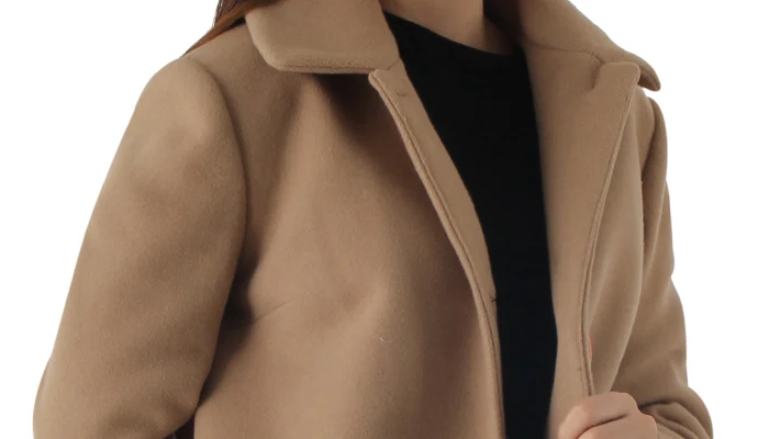 Elegant Women Long Warm Cashmere Coat Outwear Korean Style Single Button Lady Autumn and Winter Brown Woolen Coat For Ladies