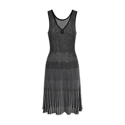 Knitwear manufacturer custom Summer black sleeveless knee length sexy women knit dresses