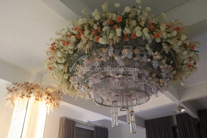 Golden color crystals to decorate large chandeliers lighting for wedding decoration