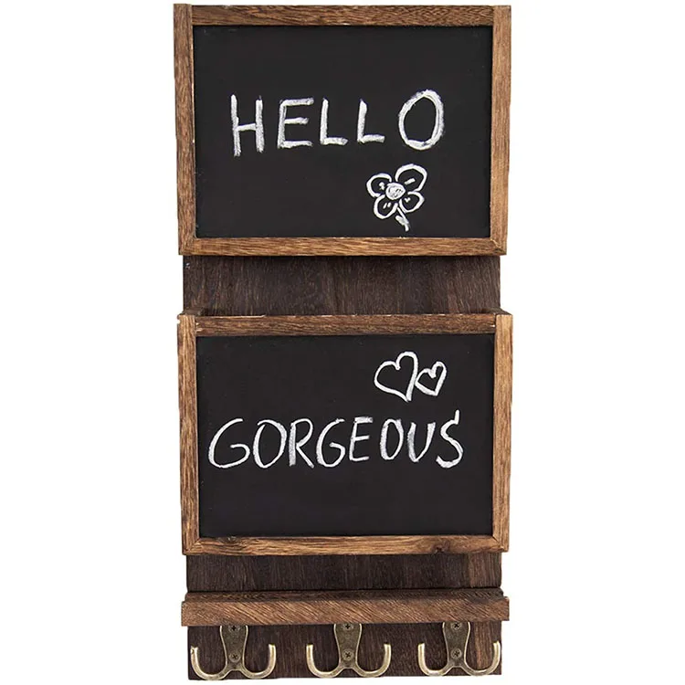 rustic style paulownia wood brown mail Storage rack heavy burnt color solid wood mail sort rack