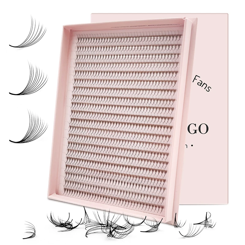 Customized Private Label Pre Made Lash Fans with Thin Pointy Base Eyelash Bouquet Premade Silk Lashes Eyelash Extensions
