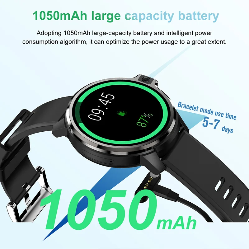 4G GPS Smart Watch DM30, 4+64GB Men Sport Smartwatch, Dual Camera, 1.69 Inch 400*400, Heart Rate/blood Oxygen Test, 1050mah