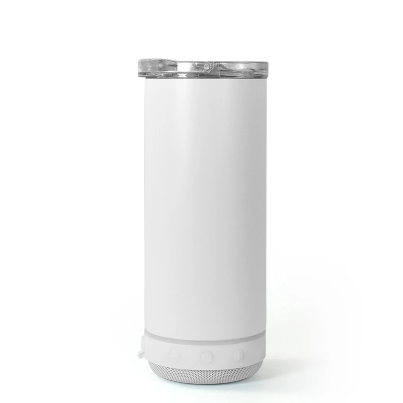 4 in 1 Double Wall Vacuum Insulated Powder Coated Stainless Steel Beer Can Cooler Speaker 16 oz Can Cooler With Wireless Speaker