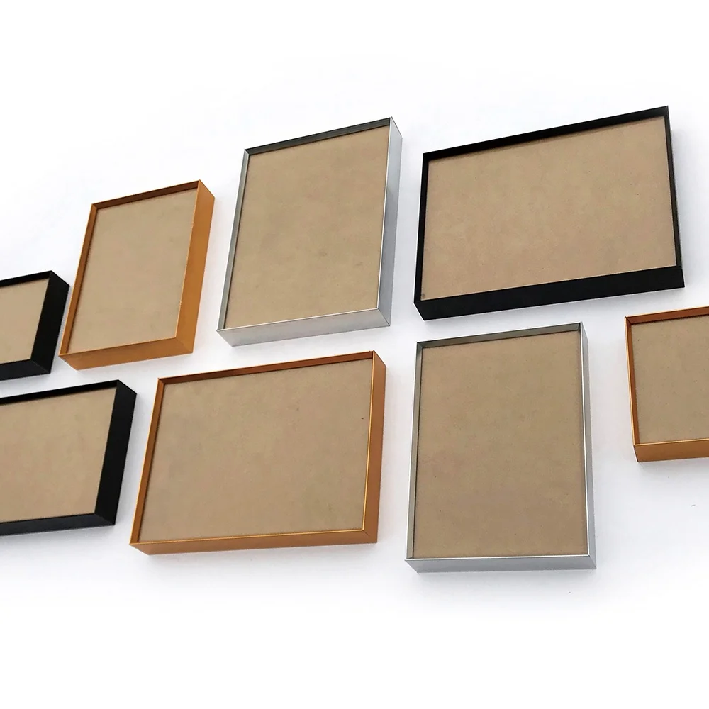 Small Quantity Customization Magnetic Photo Frame Aluminium Gold Metal Photo Frame Photo Wall for  Wall Decoration