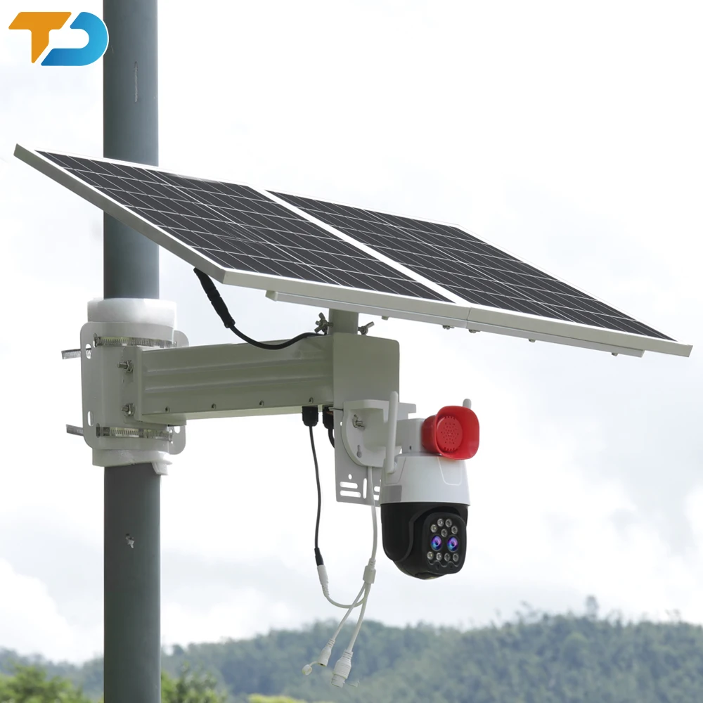 TecDeft Multi Directional PAN-TILT 8mp 4K 10x Zoom Dual Lens Full Colour Night Vision DC12V Solar Powered Camera With Microphone