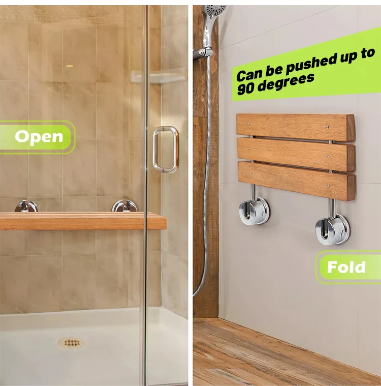 Bathroom Fittings Foldable Safe Wall Mount Shower Chair Anti-bacteria Elderly Disabled Shower Chair Toilet Shower Seat