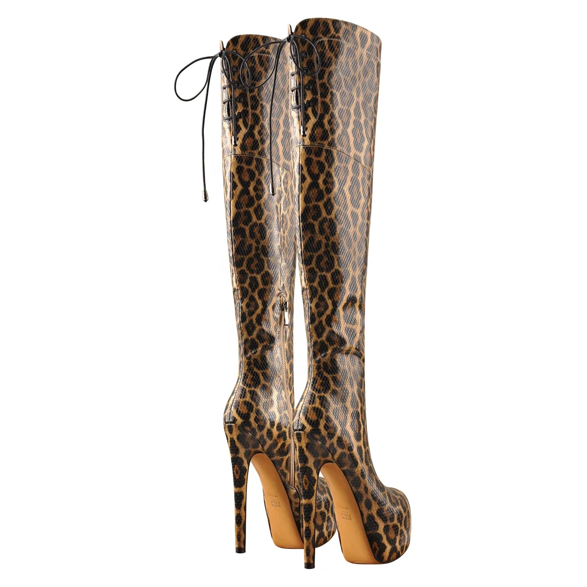 High heel platform safety woman boot of leather material in fall season 2020