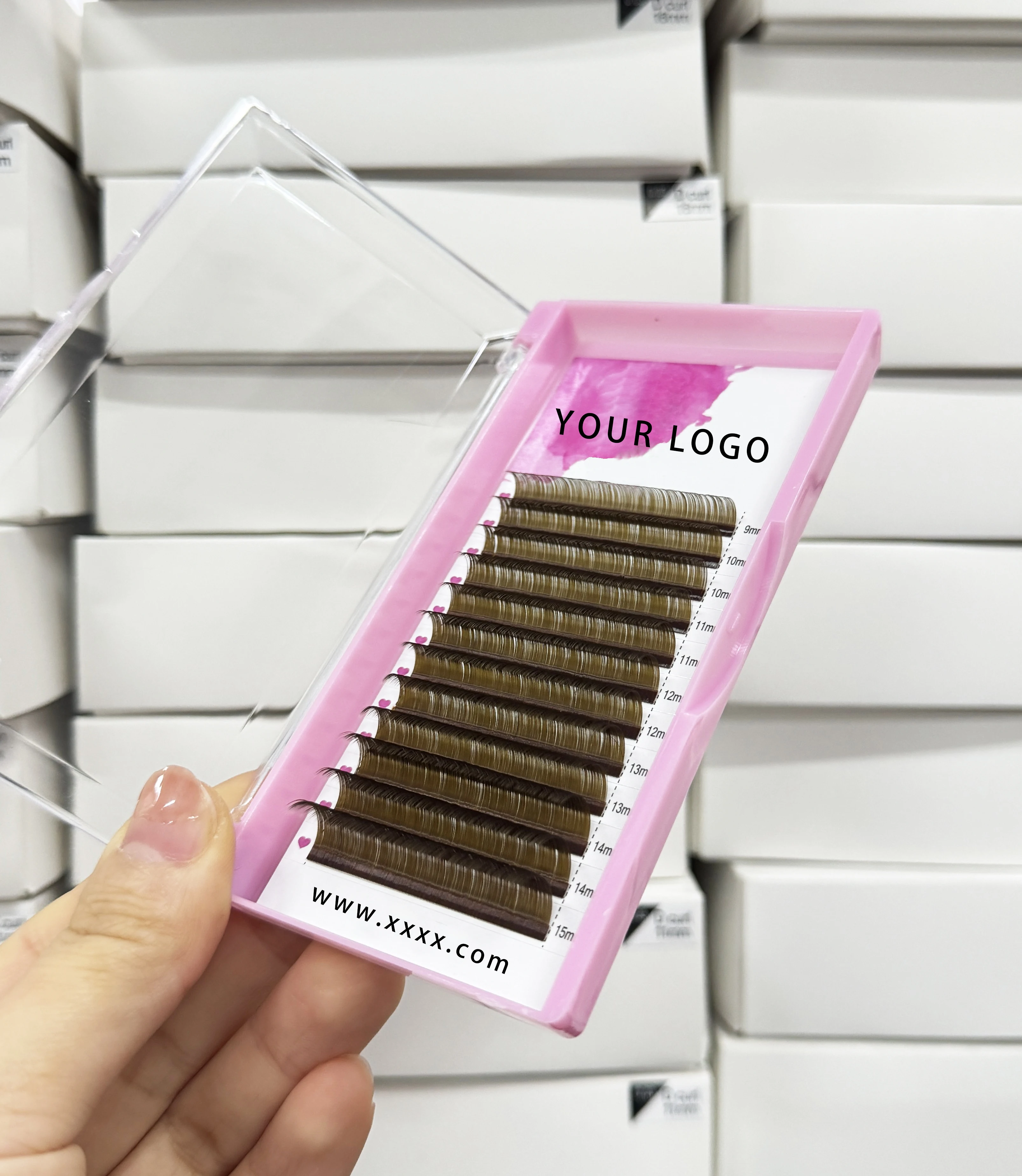 BY Wholesale Professional Nature 0.3 0.5 0.7 Brown color lashes With OEM& ODM Private Label C D Individual brown Eyelash Extensi