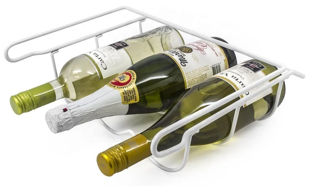 Double-Tier Metal Refrigerator Holder Standing Type Fridge Bottle Rack for 3 Bottles Beer or Wine