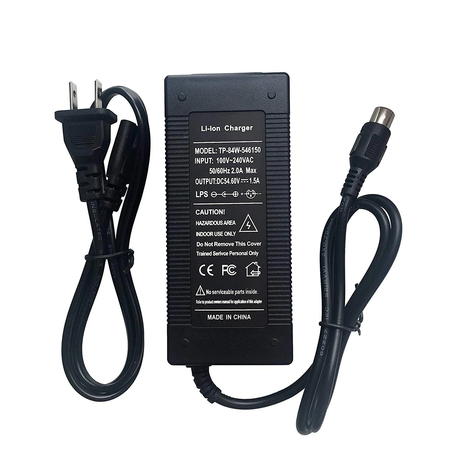 13S 48V NCM Li-on Battery 54.6V 2A Lithium ion Charger Adaptor