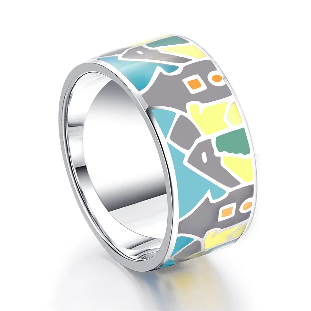 Original Enamel Jewelry Sterling Silver 925 Enamel Ring Design For Party Wear Jewellery