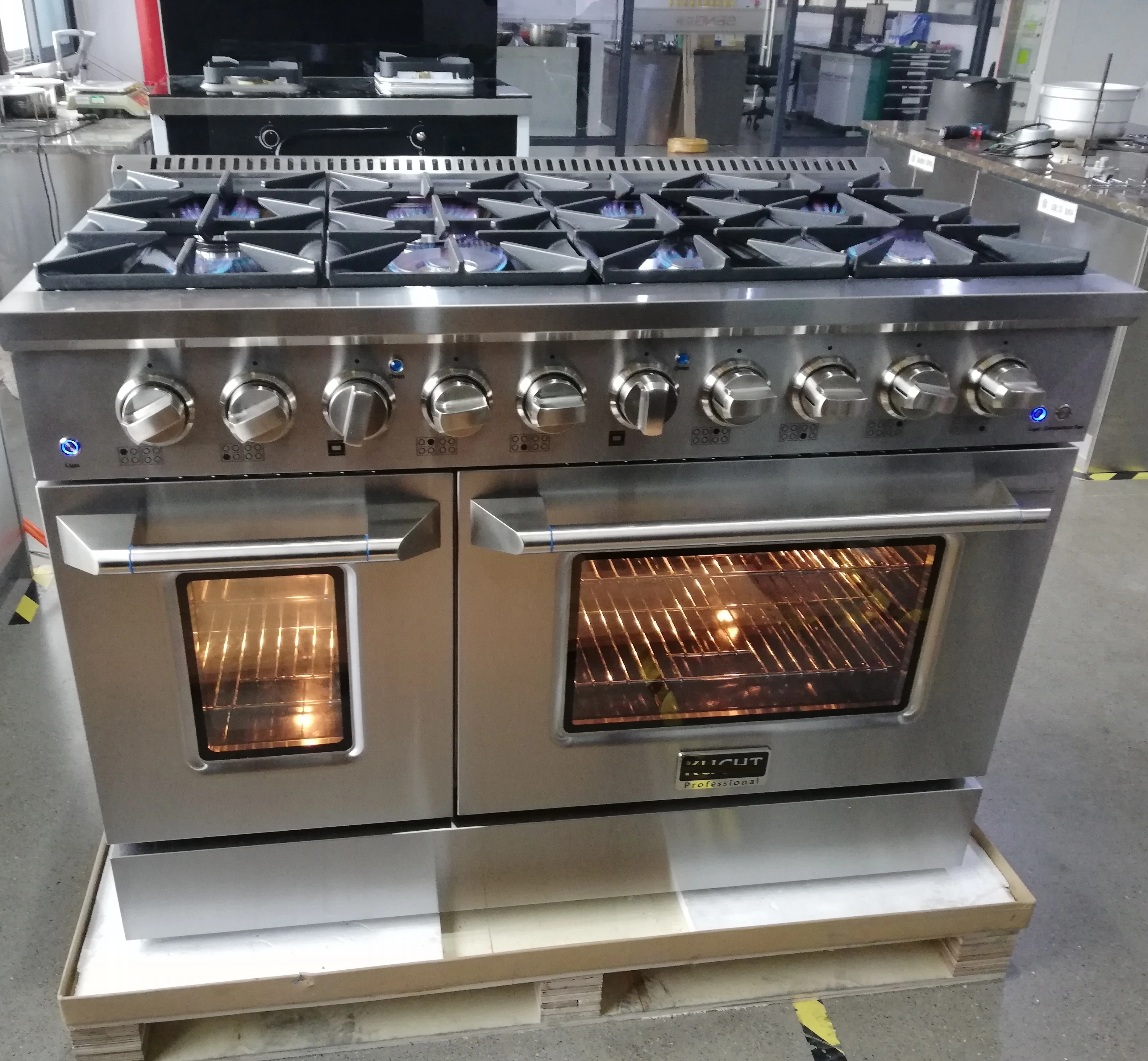 Европейский Сертифицированный кухонный прибор SENG ETL газовая плита 48 дюймов Двойная Духовка с цинковой ручкой