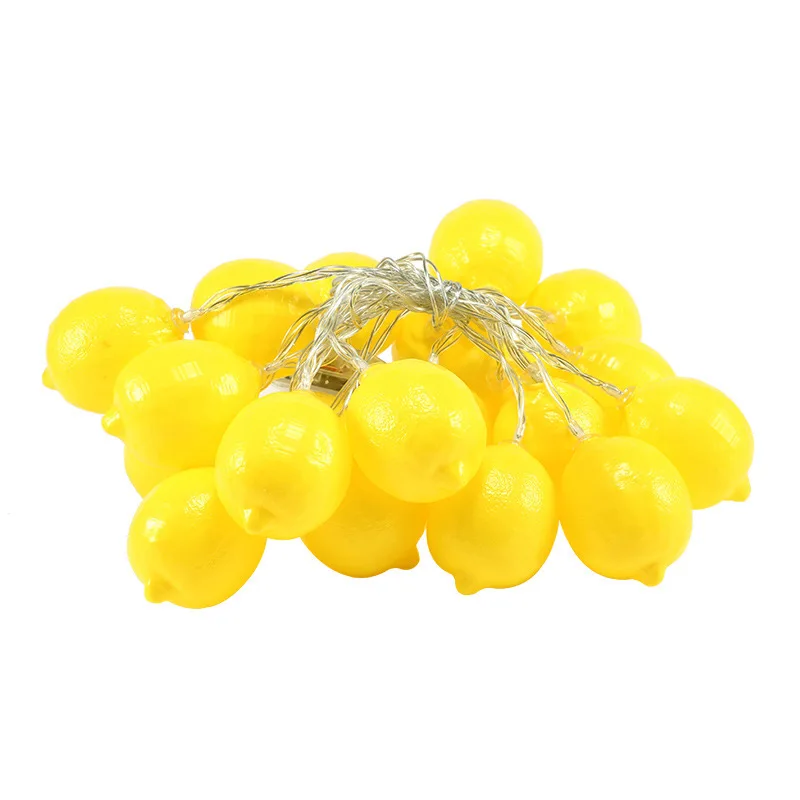 High Quality LED Simulation yellow  Lemon Battery Box Light String Indoor Decoration Fruit Modelling Lights