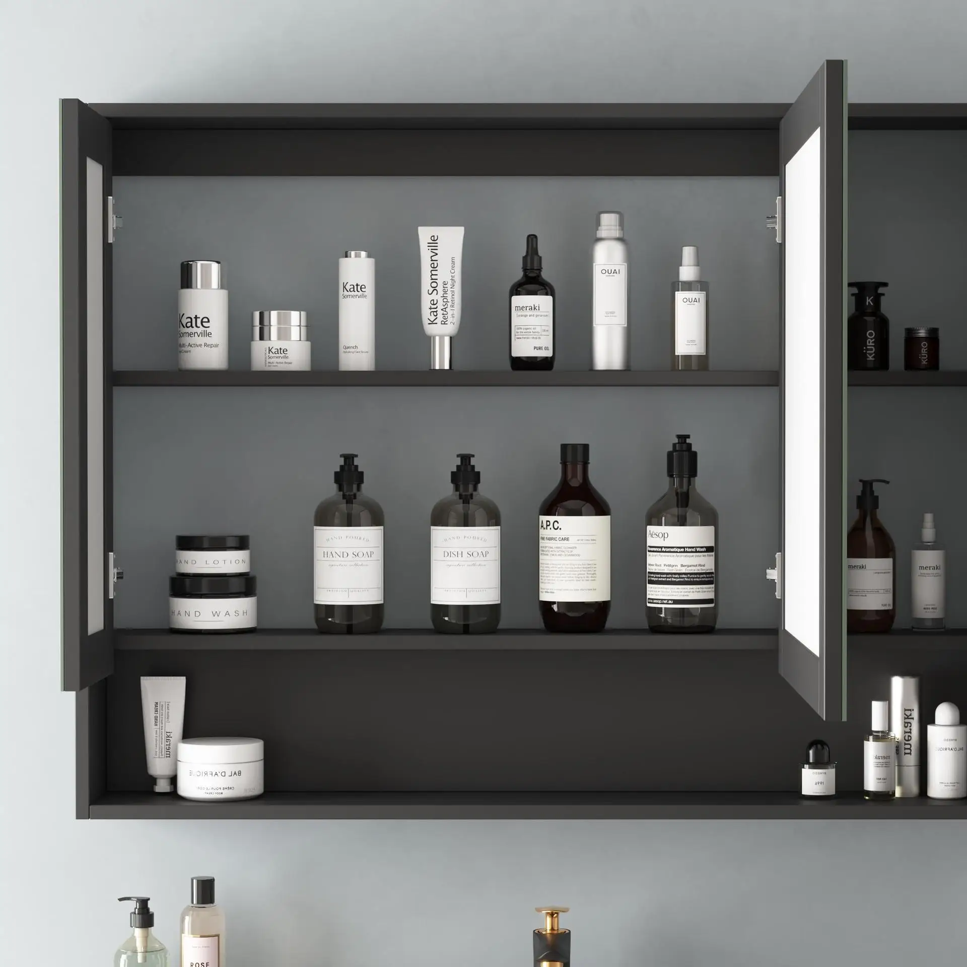 Illuminated Smart Mirror Vanity Set Modern Storage Bathroom Washroom Mirror Cabinet With Led Light