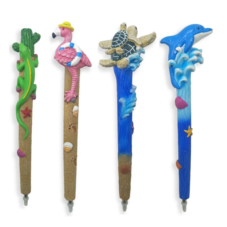 Wholesale customized personalized logo animal polyresin pen turtle souvenir resin pen