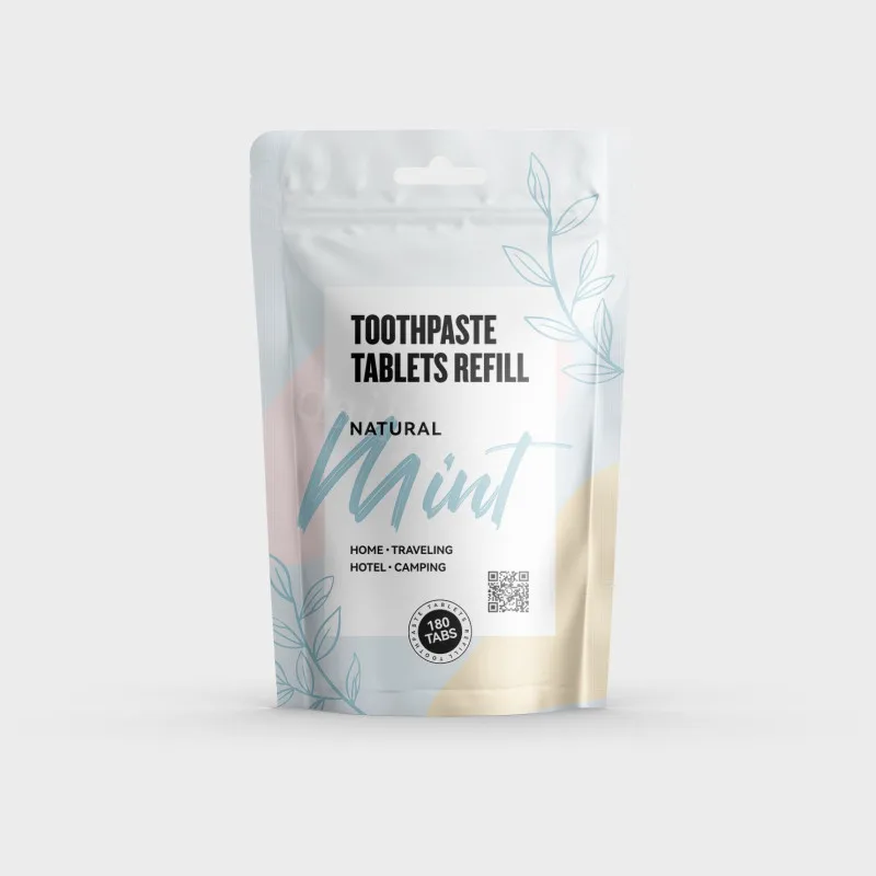 Chewable Toothpaste Tablets Fluoride Free All Natural SLS Free Mint Travel Sized Oral Care