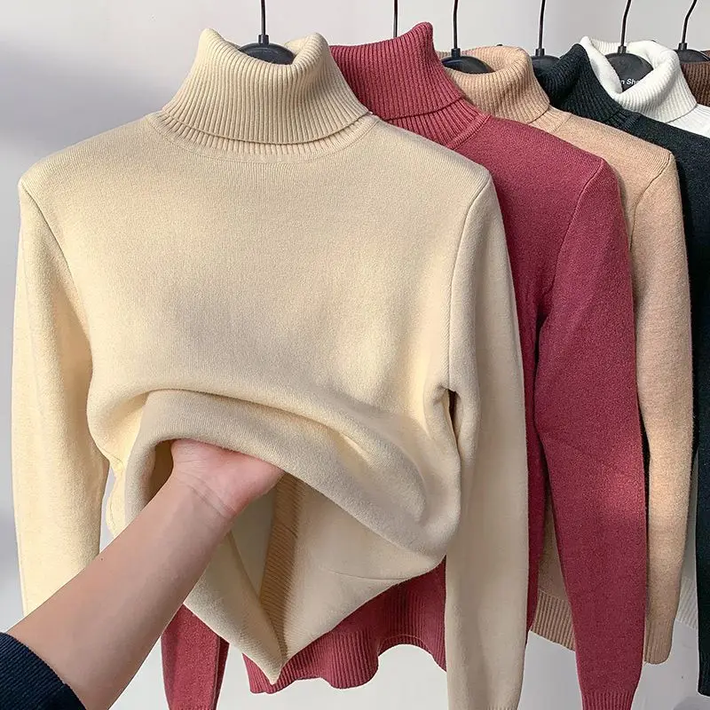 Winter Warm Fashion Turtleneck Sweater for Women Korean Brushed Mink Sweater