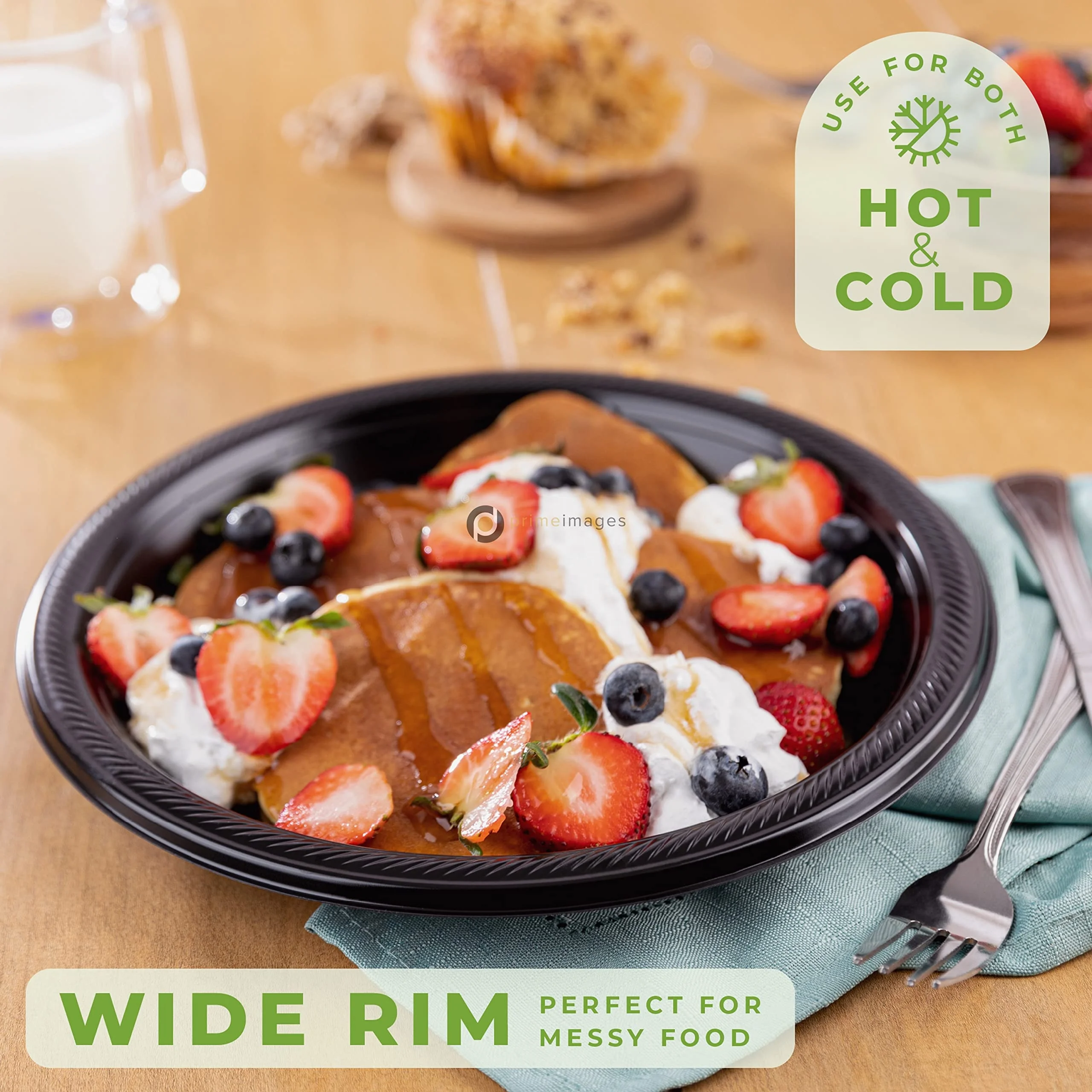 Bulk Pack Party Supplies Plastic Plates Microwaveable Disposable Black Plastic Plates